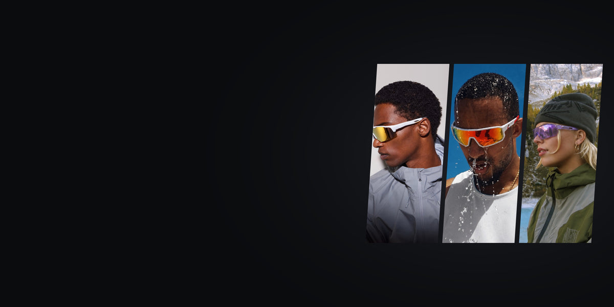 Three athletes wearing Mercuri sport sunglasses