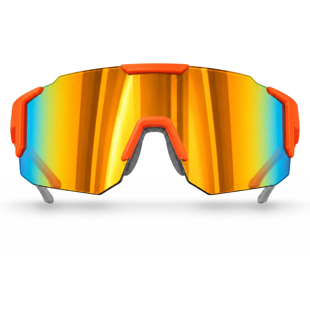 Mercuri The Shield wide-lens sport sunglasses in Blaze - front view