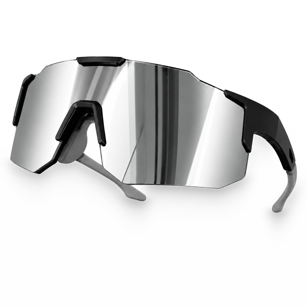 Mercuri The Shield wide-lens sport sunglasses in Chrome