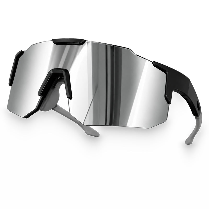 Mercuri The Shield wide-lens sport sunglasses in Chrome