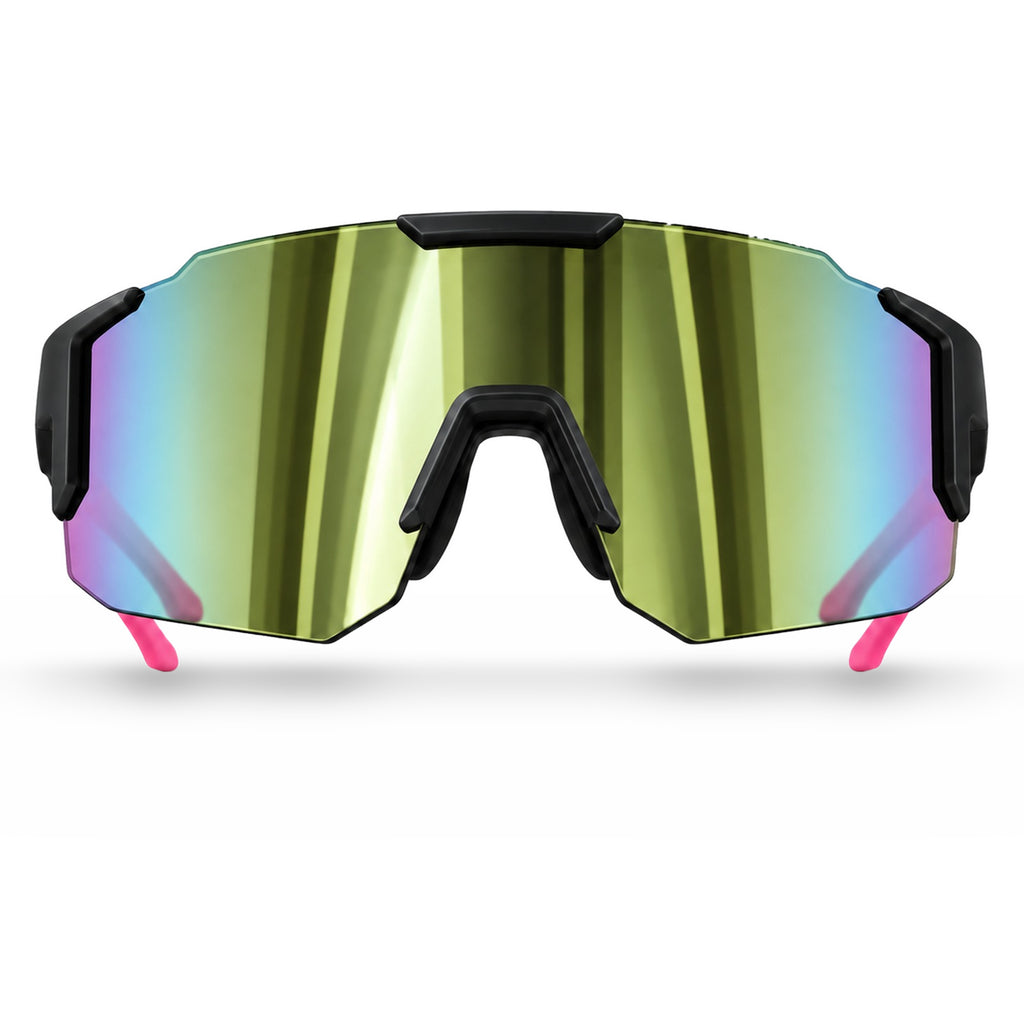 Mercuri The Shield wide-lens sport sunglasses in Neon - front view