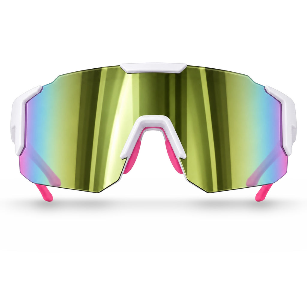 Mercuri The Shield wide-lens sport sunglasses in Rose - front view